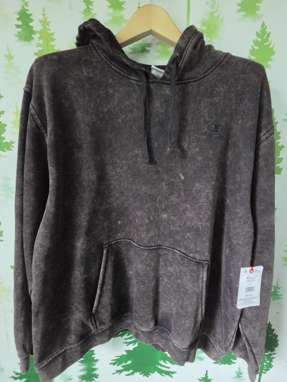 Champion Men’s Brown Vintage-Wash Crewneck Hoodie